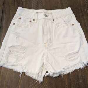 American Eagle Distressed White Denim Shorts